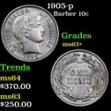 1905-p Barber Dime 10c Grades Select+ Unc