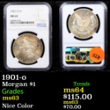 NGC 1901-o Morgan Dollar $1 Graded ms63 By NGC