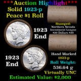 AuctionHighlight AU/BU Slider Nevada investment Shotgun Solid Date Peace$1 Roll 1923-p Virtually UNC