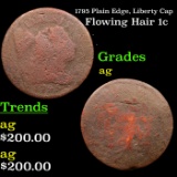 1795 Plain Edge, Liberty Cap Flowing Hair large cent 1c Grades ag