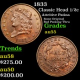 1833 Classic Head half cent 1/2c Grades Choice AU