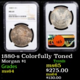 NGC 1880-s Colorfully Toned Morgan Dollar $1 Graded ms64 By NGC