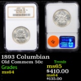 NGC 1893 Columbian Old Commem Half Dollar 50c Graded ms64 By NGC