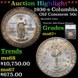 ***Auction Highlight*** 1936-s Columbia Old Commem Half Dollar 50c Graded ms67+ By SEGS (fc)