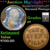 ***Auction Highlight*** 1862 J. Gault’s Encased Postage EP-3 - TAKE AYER’S PILLS, Very Large Ayer’s