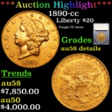 ***Auction Highlight*** 1890-cc Gold Liberty Double Eagle $20 Graded au58 details By SEGS (fc)