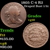 1805 C-4 R2 Draped Bust Half Cent 1/2c Grades vg+