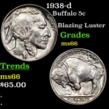 1938-d Buffalo Nickel 5c Grades GEM+ Unc