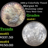 1896-p Colorfully Toned Morgan Dollar $1 Grades Choice+ Unc