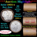 ***Auction Highlight*** Full solid Key date 1901-s Morgan silver dollar roll, 20 coin (fc)