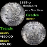 1887-p Morgan Dollar $1 Grades Choice+ Unc