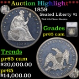 Proof ***Auction Highlight*** 1859 Seated Liberty Dollar $1 Graded pr65 cam By SEGS (fc)