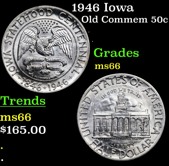 1946 Iowa Old Commem Half Dollar 50c Grades GEM+ Unc