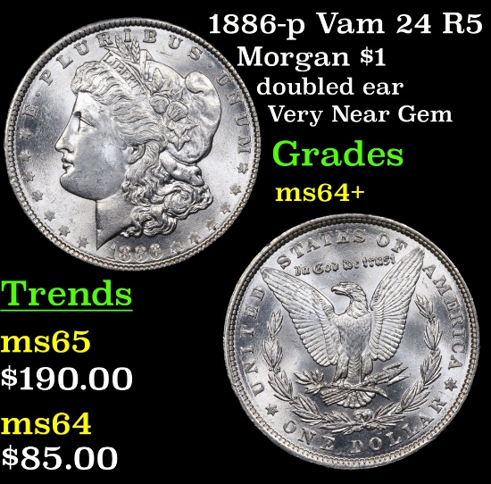 1886-p Vam 24 R5 Morgan Dollar $1 Grades Choice+ Unc