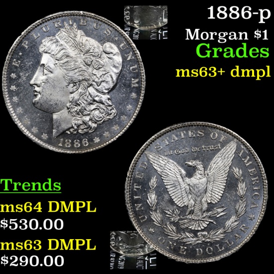 1886-p Morgan Dollar $1 Grades Select Unc+ DMPL