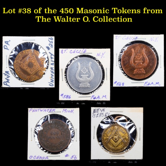 Lot #38 of the 450 Masonic Tokens from The Walter O. Collection