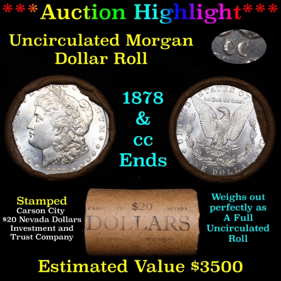 ***Auction Highlight*** 1878 & CC Uncirculated Morgan Dollar Shotgun Roll (fc)