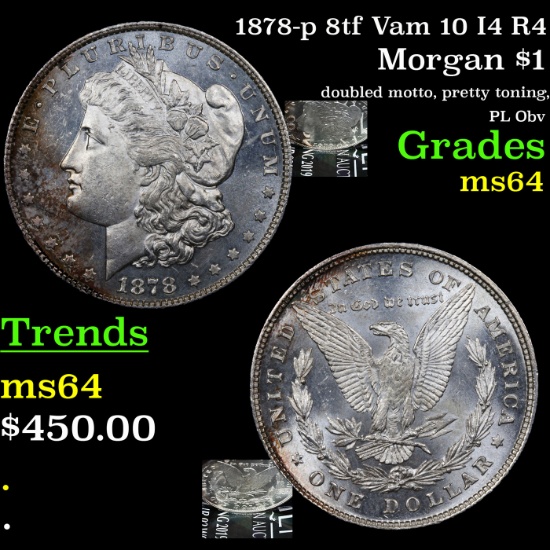1878-p 8tf Vam 10 I4 R4 Morgan Dollar $1 Grades Choice Unc