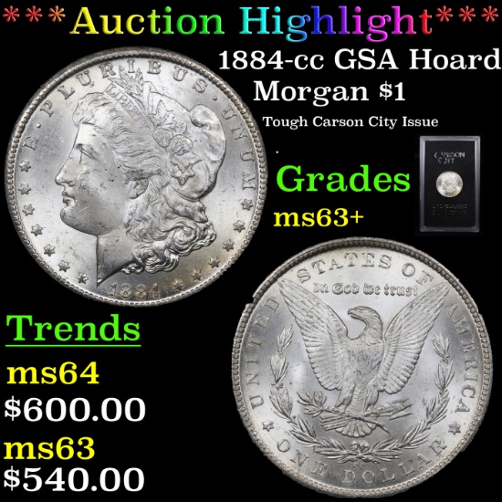 ***Auction Highlight*** 1884-cc GSA Hoard Morgan Dollar $1 Grades Select+ Unc (fc)