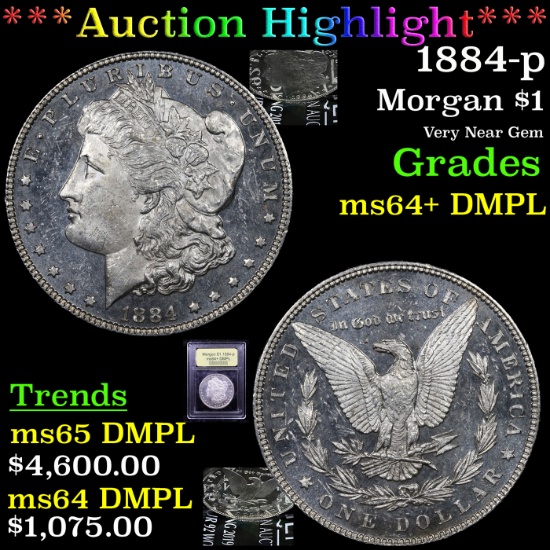 ***Auction Highlight*** 1884-p Morgan Dollar $1 Graded Choice Unc+ DMPL By USCG (fc)