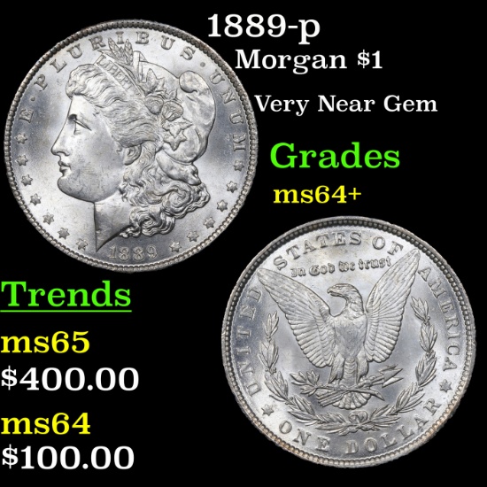 1889-p Morgan Dollar $1 Grades Choice+ Unc