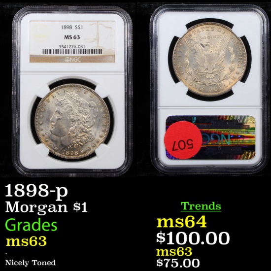 NGC 1898-p Morgan Dollar $1 Graded ms63 By NGC