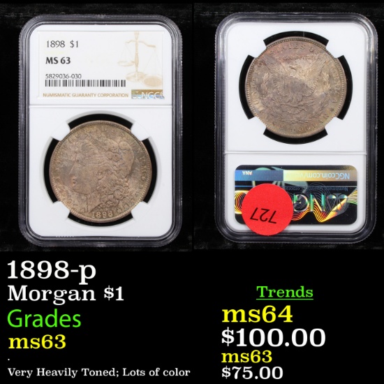 NGC 1898-p Morgan Dollar $1 Graded ms63 By NGC