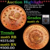 ***Auction Highlight*** 1863 Christain Rauch F-NY-630-BH-2a R3 Civil War Token 1c Graded ms65 rb By