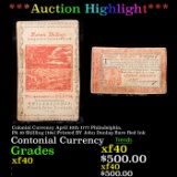 *Auction Highlight* Colonial Currency April 10th 1777 Philadelphia, PA 16 Shilling (16s) Rare Red In