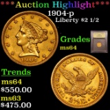 ***Auction Highlight*** 1904-p Gold Liberty Quarter Eagle $2 1/2 Graded Choice Unc By USCG (fc)