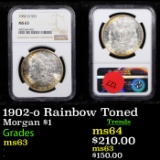 NGC 1902-o Rainbow Toned Morgan Dollar $1 Graded ms63 By NGC