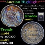 ***Auction Highlight*** 1854-o Seated Liberty Half Dime 1/2 10c Graded Select+ Unc By USCG (fc)