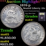 ***Auction Highlight*** 1876-p Seated Liberty Quarter 25c Graded Choice+ Unc By USCG (fc)