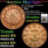 ***Auction Highlight*** 1837 C.D. Peacock Chicago,IL Jeweler HT-M19 Hard Times Token 1c Graded ms65