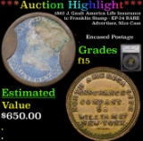 ***Auction Highlight*** 1862 J. Gault America Life Insurance, 1c Franklin Stamp - EP-24 RARE Adverti