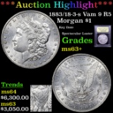 ***Auction Highlight*** 1883/18-3-s Vam 9 R5 Morgan Dollar $1 Graded Select+ Unc By USCG (fc)