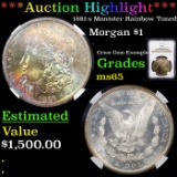 ***Auction Highlight*** NGC 1881-s Montster Rainbow Toned Morgan Dollar $1 Graded ms65 By NGC (fc)