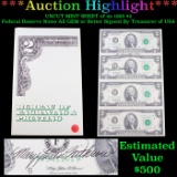 ***Auction Highlight*** UNCUT MINT SHEET of 4x 1995 $2 Federal Reserve Notes All GEM or Better Signe