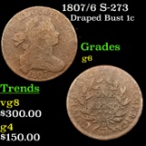 1807/6 S-273 Draped Bust Large Cent 1c Grades g+