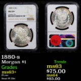 NGC 1880-s Morgan Dollar $1 Graded ms63+ By NGC