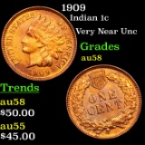 1909 Indian Cent 1c Grades Choice AU/BU Slider