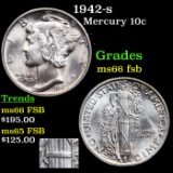 1942-s Mercury Dime 10c Grades GEM+ FSB