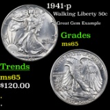 1941-p Walking Liberty Half Dollar 50c Grades GEM Unc