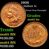 1906 Indian Cent 1c Grades GEM Unc BN