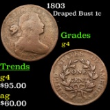 1803 Draped Bust Large Cent 1c Grades g, good