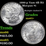 1886-p Vam 6B R5 Morgan Dollar $1 Grades GEM+ Unc