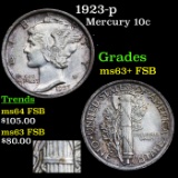 1923-p Mercury Dime 10c Grades Select Unc+ FSB