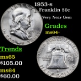 1953-s Franklin Half Dollar 50c Grades Choice+ Unc
