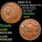 1832 C-2 Classic Head half cent 1/2c Grades Choice AU