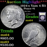 ***Auction Highlight*** 1924-s Vam 4 R5 Peace Dollar $1 Graded Choice Unc By USCG (fc)